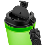 Bicchiere trasparente in plastica con tappo a vite e laccetto da polso 350ml color lime quarta vista