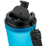 Bicchiere trasparente in plastica con tappo a vite e laccetto da polso 350ml color azzurro seconda vista