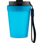 Bicchiere trasparente in plastica con tappo a vite e laccetto da polso 350ml color azzurro terza vista
