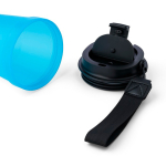 Bicchiere trasparente in plastica con tappo a vite e laccetto da polso 350ml color azzurro quinta vista