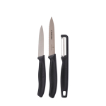 Set da cucina in acciaio inox con 2 coltelli e pelapatate Victorinox color nero vista area di stampa