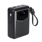 Power bank con cavi integrati e display indicatore 20000mAh color nero prima vista