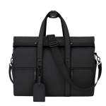 Borsa da viaggio roll-top in pelle sintetica con fascia per trolley e tracolla color nero prima vista