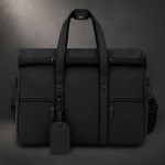 Borsa da viaggio roll-top in pelle sintetica con fascia per trolley e tracolla