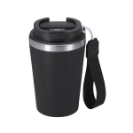 Bicchiere termico riciclato con chiusura ermetica e manico 350ml color nero prima vista