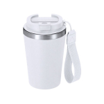 Bicchiere termico riciclato con chiusura ermetica e manico 350ml color bianco prima vista