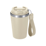 Bicchiere termico riciclato con chiusura ermetica e manico 350ml color beige prima vista