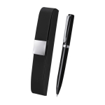 Penna a rotazione in acciaio inox con astuccio e inchiostro blu color nero prima vista