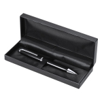 Penna a rotazione in alluminio con astuccio in PU e inchiostro blu color nero prima vista