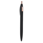 Penna in alluminio riciclato con dettagli oro rosa e inchiostro blu color nero prima vista