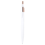 Penna in alluminio riciclato con dettagli oro rosa e inchiostro blu color bianco prima vista