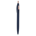 Penna in alluminio riciclato con dettagli oro rosa e inchiostro blu color blu mare prima vista