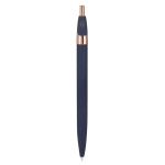 Penna in alluminio riciclato con dettagli oro rosa e inchiostro blu