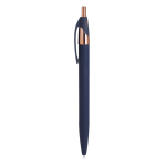 Penna in alluminio riciclato con dettagli oro rosa e inchiostro blu