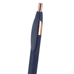 Penna in alluminio riciclato con dettagli oro rosa e inchiostro blu
