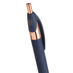 Penna in alluminio riciclato con dettagli oro rosa e inchiostro blu