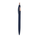 Penna in alluminio riciclato con dettagli oro rosa e inchiostro blu