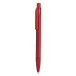 Penna a sfera in alluminio a scatto con finitura gommata e inchiostro blu color rosso prima vista