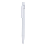 Penna a sfera in alluminio a scatto con finitura gommata e inchiostro blu color bianco prima vista