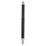 Penna in alluminio riciclato con dettagli oro rosa e inchiostro blu