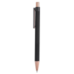 Penna in alluminio riciclato con dettagli oro rosa e inchiostro blu