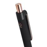 Penna in alluminio riciclato con dettagli oro rosa e inchiostro blu