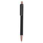 Penna in alluminio riciclato con dettagli oro rosa e inchiostro blu