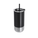 Bicchiere termico in acciaio inossidabile riciclato con doppia apertura 480ml color nero prima vista