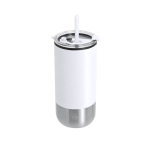 Bicchiere termico in acciaio inossidabile riciclato con doppia apertura 480ml color bianco prima vista