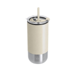 Bicchiere termico in acciaio inossidabile riciclato con doppia apertura 480ml color beige prima vista