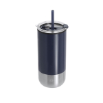 Bicchiere termico in acciaio inossidabile riciclato con doppia apertura 480ml color blu mare prima vista