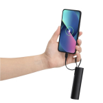Power bank in alluminio riciclato con cavo tipo C integrato 5000mAh