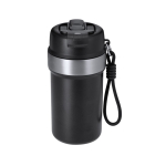 Bicchiere termico in acciaio inox riciclato con manico e cannuccia 490ml color nero prima vista