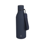Borraccia termica in acciaio inox riciclato, finitura gommata 480ml color blu mare prima vista