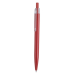 Penna a scatto in plastica con clip trasparente e inchiostro blu color rosso prima vista