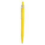 Penna a scatto in plastica con clip trasparente e inchiostro blu color giallo prima vista