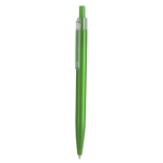 Penna a scatto in plastica con clip trasparente e inchiostro blu color verde prima vista