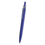 Penna a scatto in plastica con clip trasparente e inchiostro blu