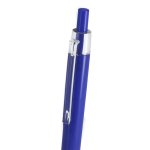 Penna a scatto in plastica con clip trasparente e inchiostro blu