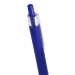 Penna a scatto in plastica con clip trasparente e inchiostro blu