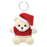 Portachiavi orsetto di peluche con abito e cappello natalizio color rosso prima vista