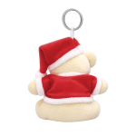 Portachiavi orsetto di peluche con abito e cappello natalizio