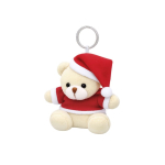 Portachiavi orsetto di peluche con abito e cappello natalizio