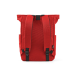 Zaino con chiusura arrotolabile in plastica riciclata per PC da 15,6'' color rosso vista posteriore