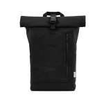 Zaino ecologico roll-top con base rinforzata e tasca frontale 16L color nero vista frontale