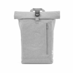 Zaino ecologico roll-top con base rinforzata e tasca frontale 16L color grigio chiaro
