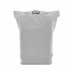 Zaino ecologico roll-top con base rinforzata e tasca frontale 16L color grigio chiaro seconda vista