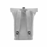 Zaino ecologico roll-top con base rinforzata e tasca frontale 16L color grigio chiaro vista posteriore