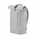 Zaino ecologico roll-top con base rinforzata e tasca frontale 16L color grigio chiaro vista frontale