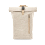 Zaino ecologico roll-top con base rinforzata e tasca frontale 16L color naturale vista frontale